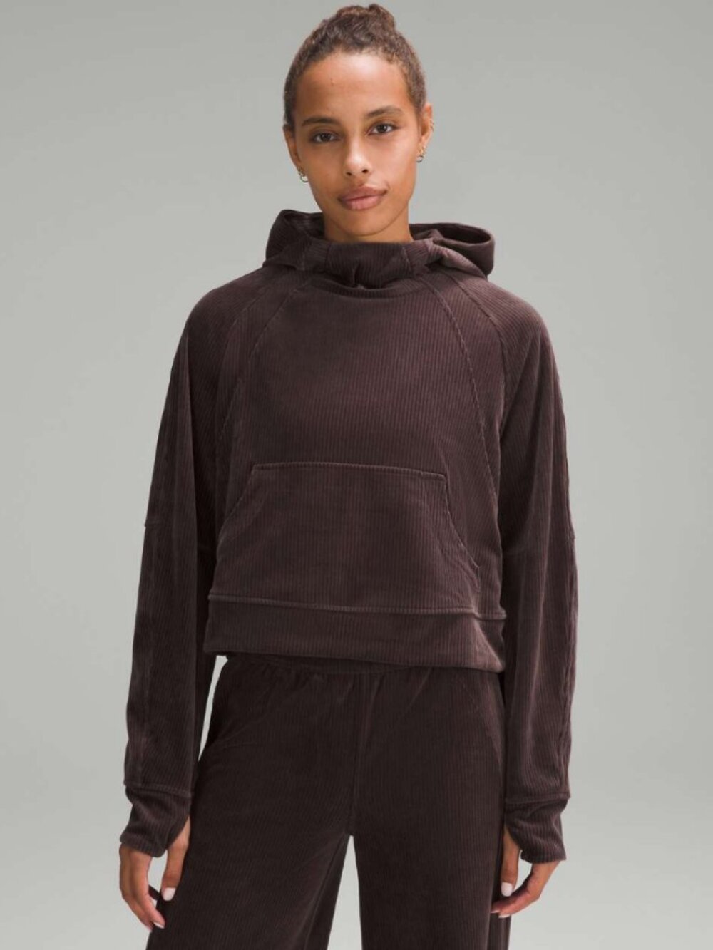Lululemon Scuba Oversized Hoodie Velvet Cord in Espresso Brown XS/S